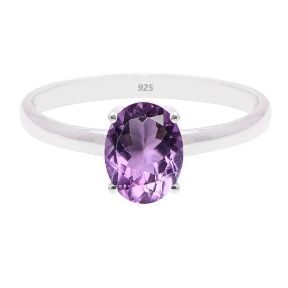 ๐New Delicate Amethyst Gemstone Ring, 925 Sterling Silver Ring Statement Ring - Picture 6 of 7